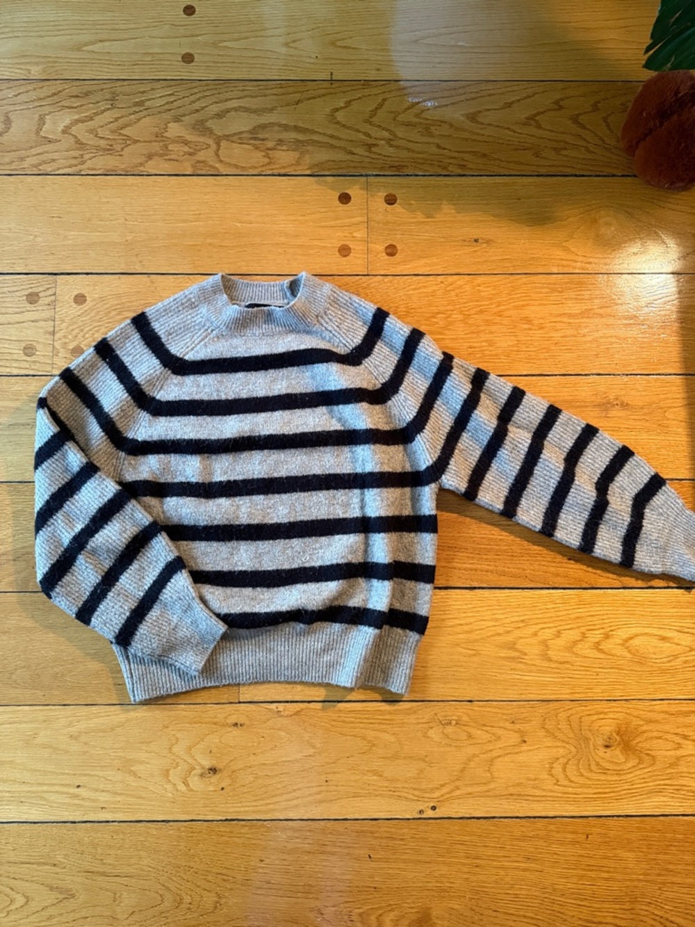 MNG Tan/grey & Black Striped Crewneck Sweater